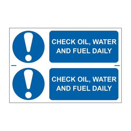 Check Oil, Water And Fuel Daily - 1.2mm Recyclable Pp (300 X 200mm)