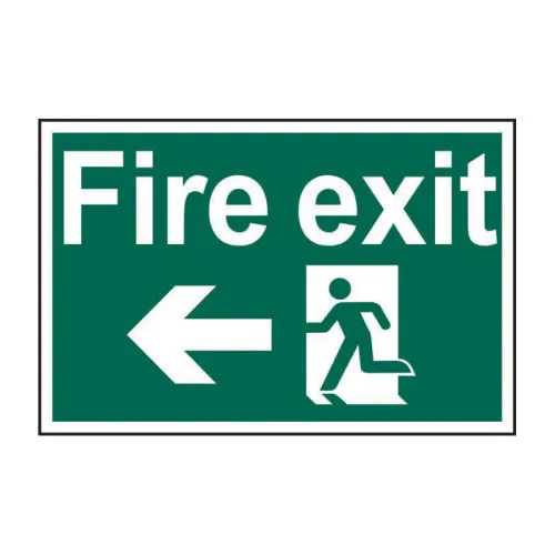 Fire Exit Running Man Arrow Left - 1.2mm Recyclable Pp (300 X 200mm)