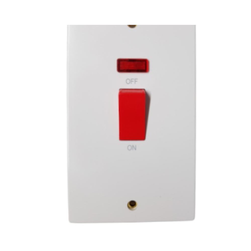 Phoenix 2 Gang Cooker Switch & Neon 45 Amp