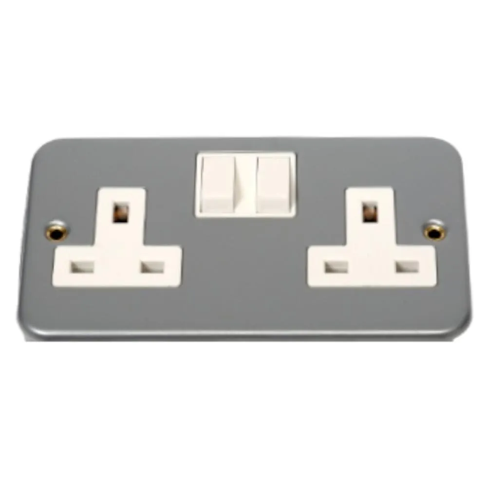 Phoenix Metal Clad 2 Gang Switched Socket