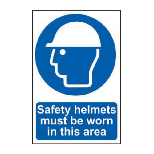 Safety Helmets Must Be Worn In This Area Pp - 1.2mm Polypropylene Non Adhesive - Non Bagged - (400 X 600mm)