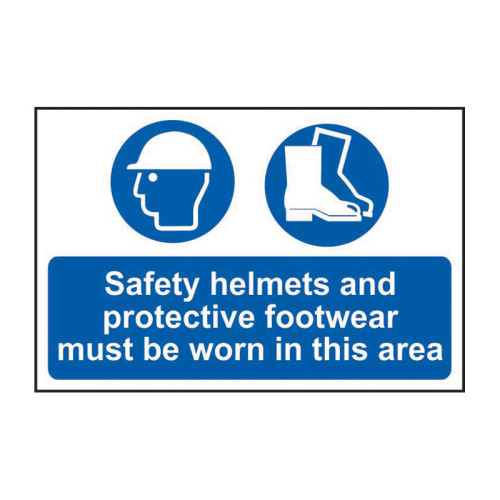 Safety Helmets And Protective Footwear Must Be Worn In This Area Pp - 1.2mm Polypropylene Non Adhesive - Non Bagged - (600 X 400mm)