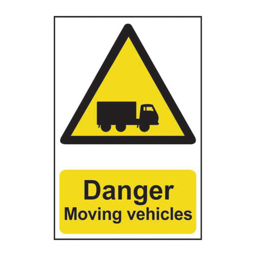 Danger Moving Vehicles - Pp - 1.2mm Polypropylene Non Adhesive - Non Bagged - (400 X 600mm)