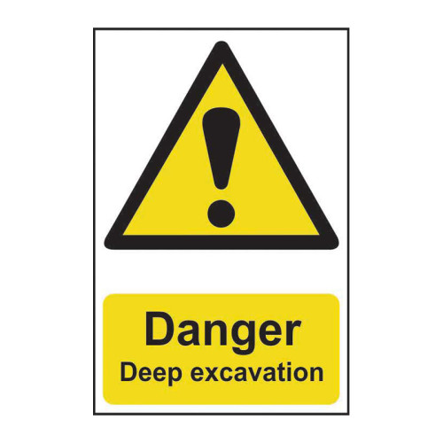 Danger Deep Excavation - Pp - 1.2mm Polypropylene Non Adhesive - Non Bagged - (400 X 600mm)