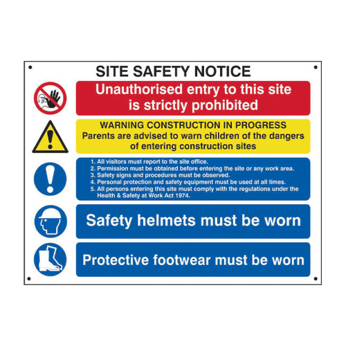 Composite Site Safety Notice', 3mm Foamed Polypropylene Board, (800mm X 600mm)