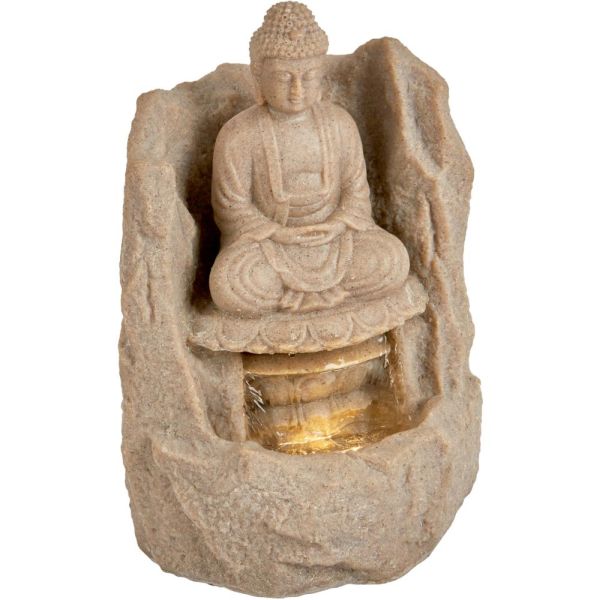 Sitting Stone Buddha Water Feature 45cm Brown