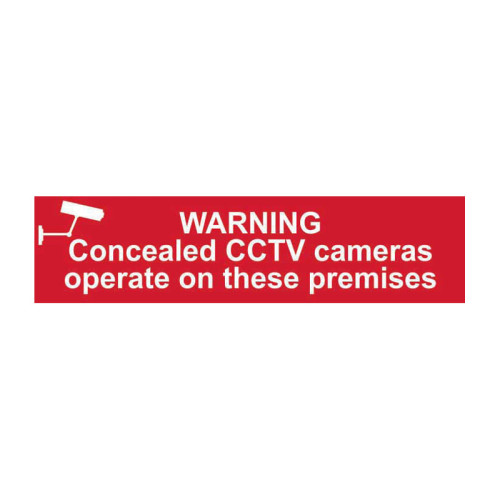 Sign/Sticker - Warning Concealed Cctv Cameras Operate On These Premises - 1.2mm Recyclable Pp (200 X 50mm)