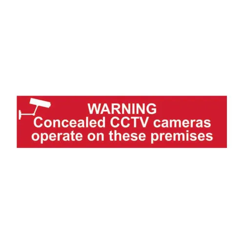 Sign/Sticker - Warning Concealed Cctv Cameras Operate On These Premises - 1.2mm Recyclable Pp (200 X 50mm)