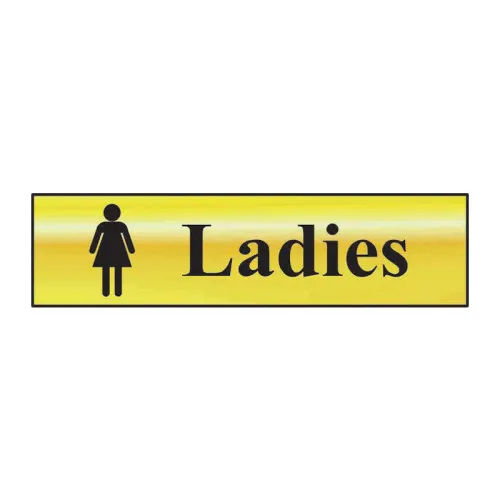 Ladies' Sign, Polished Gold Effect, Self-Adhesive Pvc (200mm X 50mm)