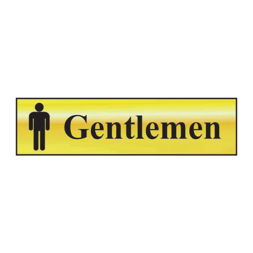 Gentlemen' Sign, Polished Gold Effect, Self-Adhesive Pvc (200mm X 50mm)