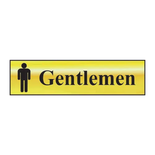 Gentlemen' Sign, Polished Gold Effect, Self-Adhesive Pvc (200mm X 50mm)