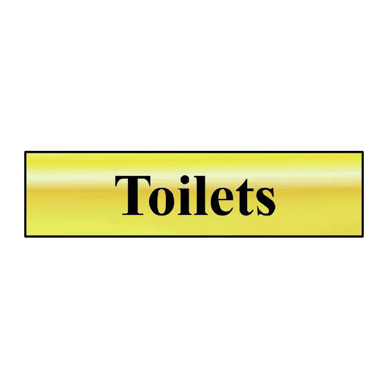 Toilets' Sign, Polished Gold Effect, Self-Adhesive Pvc (200mm X 50mm)
