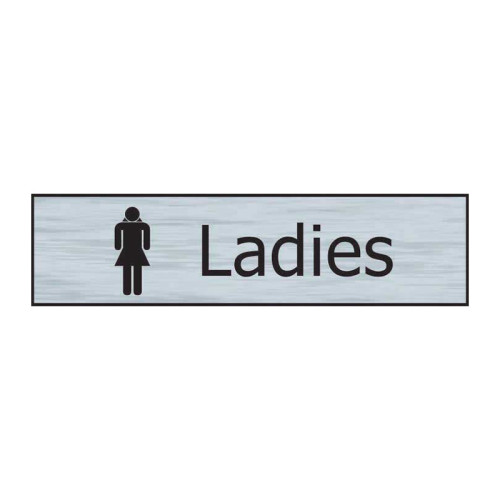 Ladies' Sign, Stainless Steel Effect, Self-Adhesive Pvc (200mm X 50mm)