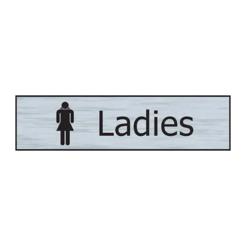 Ladies' Sign, Stainless Steel Effect, Self-Adhesive Pvc (200mm X 50mm)