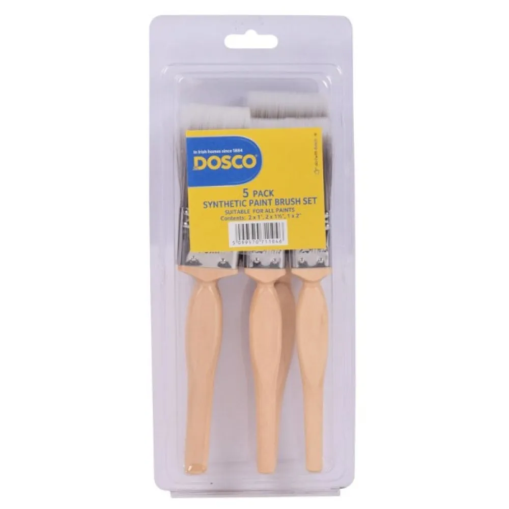 Dosco 5 Pack Synthetic Paint Brush Set