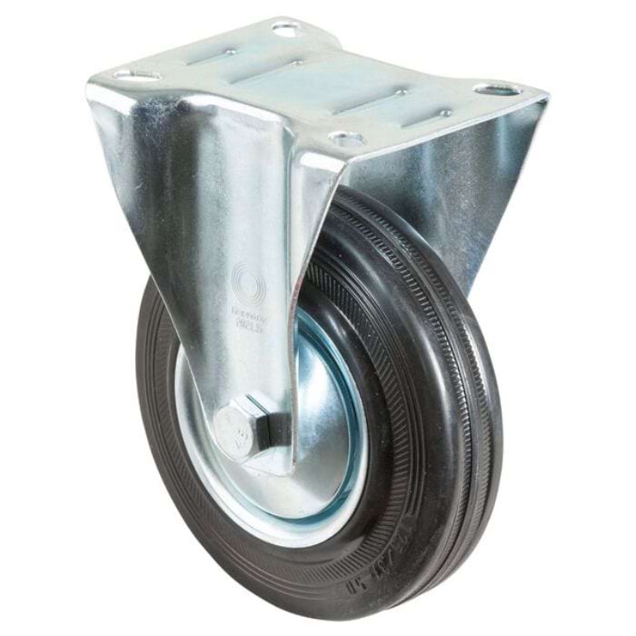 Transport Castor 125mm Fixed 100kg Rubber Black