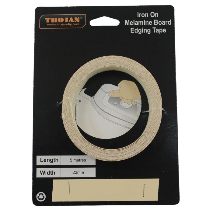 Iron On Melamine Edging Tape 22mm X 5M Beige (Pre-Glued)