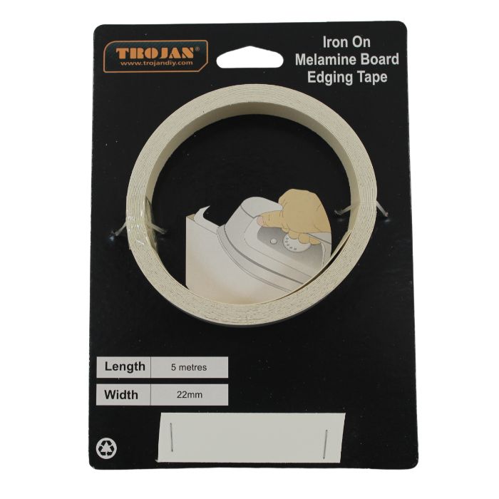 Iron On Melamine Edging Tape 22mm X 5M White (Pre-Glued)