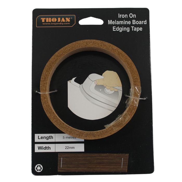 Iron On Melamine Edging Tape 22mm X 5M Walnut (Pre-Glued)