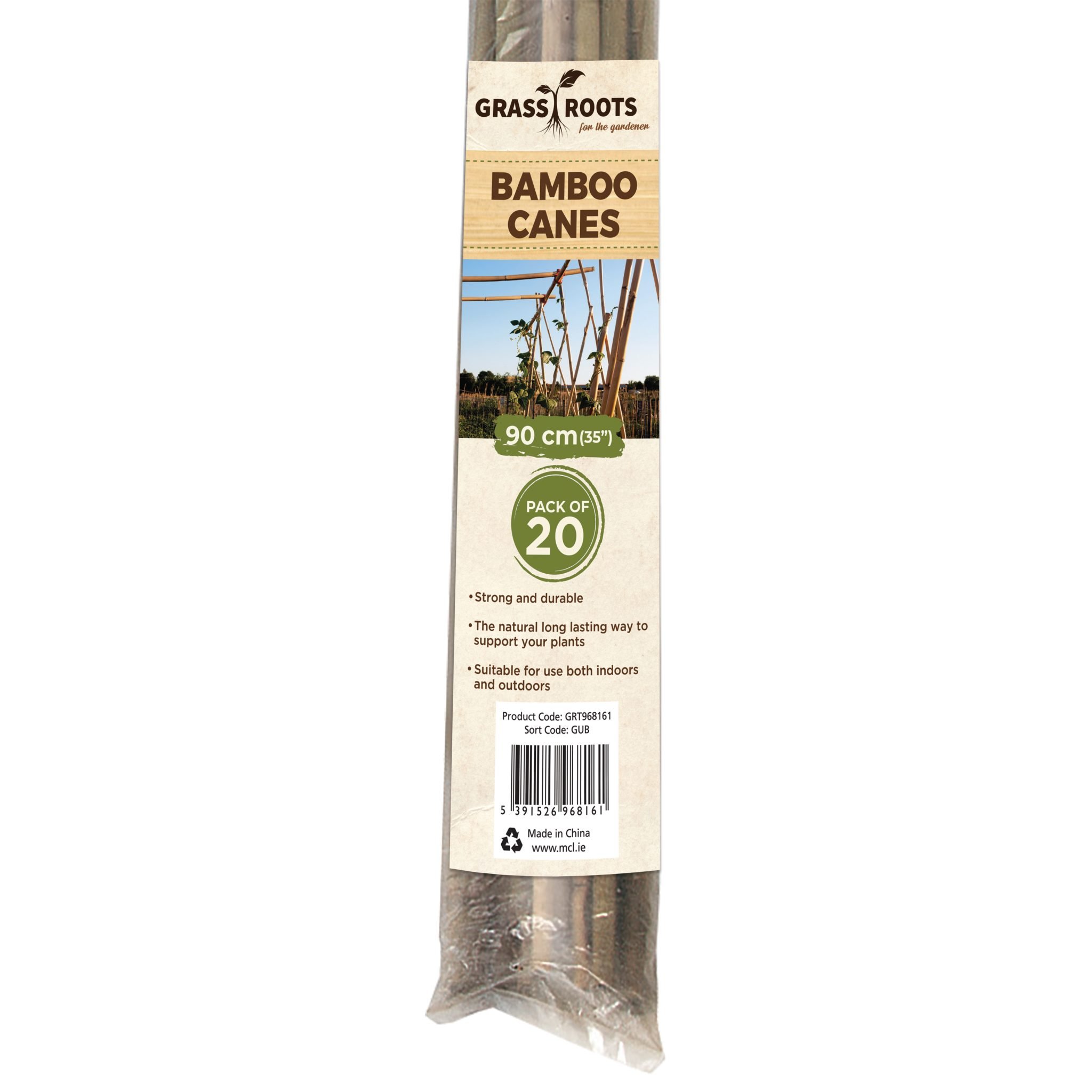 Grass Roots Pre-Packed Bamboo Canes 90cm Natural - 20Pk