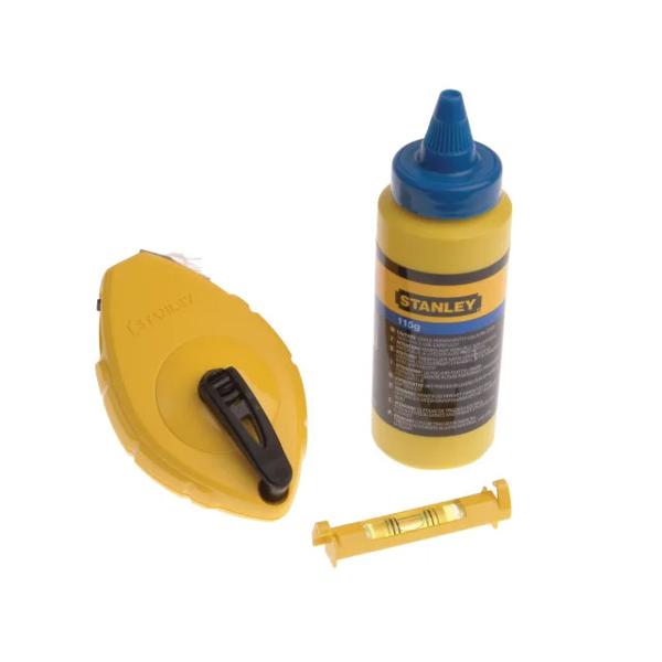 Stanley Chalk Line 30M, Blue Chalk & Level