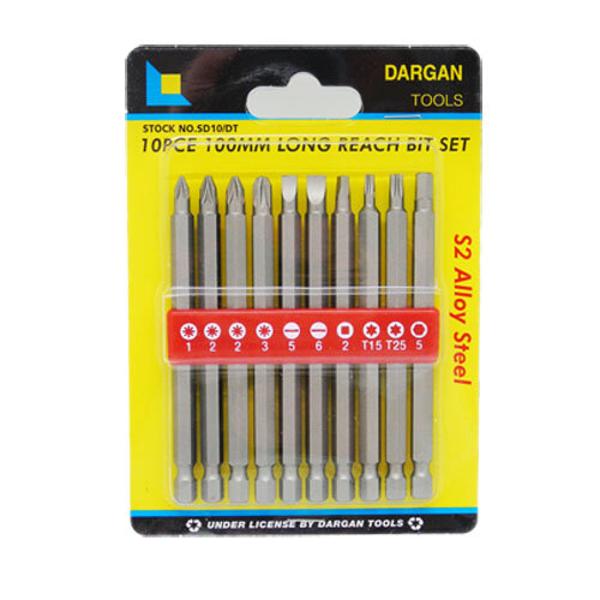 Dargan 100mm Long Reach Bit Set 10 Pce Sd10/Dt