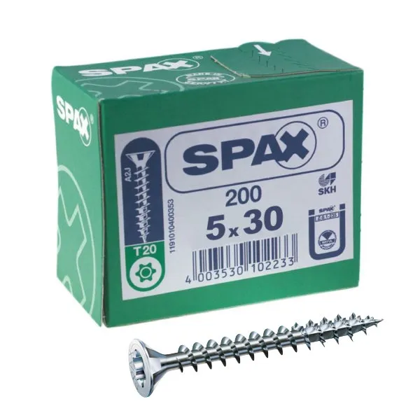 Spax Silver Chipboard Screw Pozi 5 X 30mm (200)