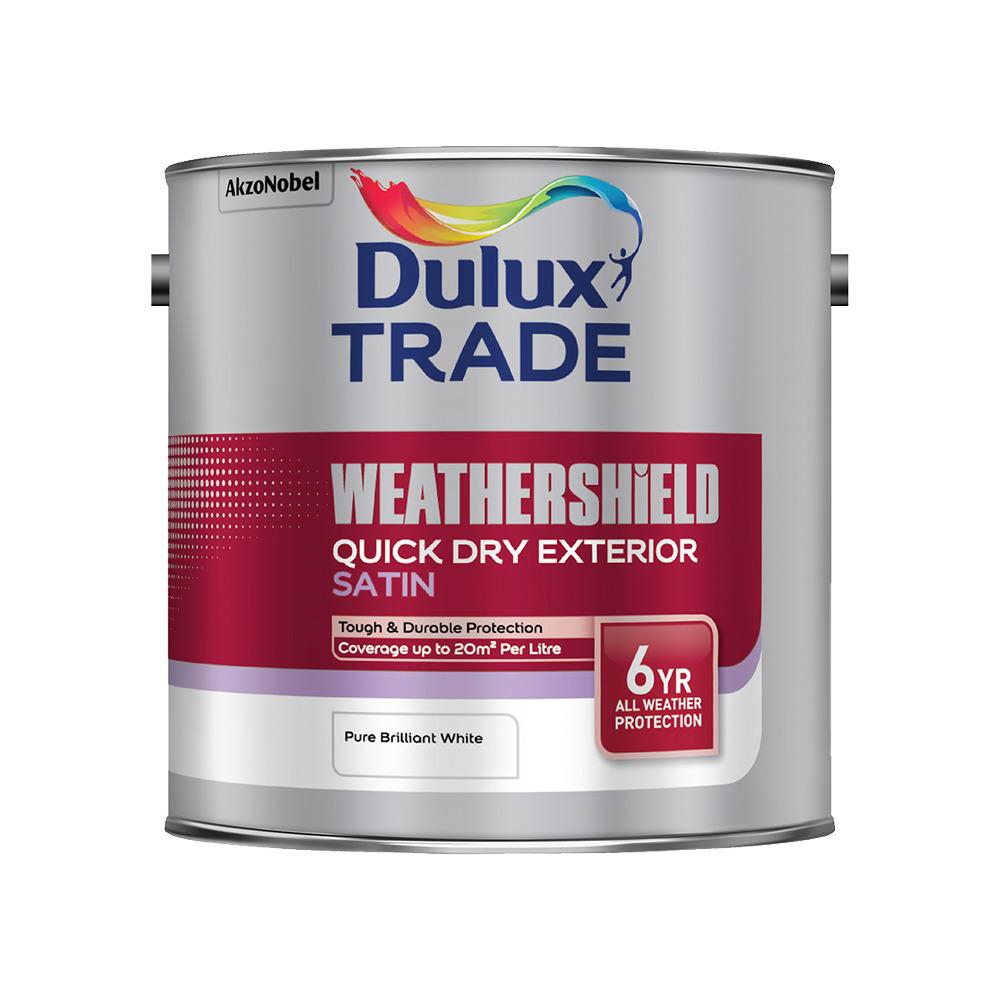 Dulux Trade Weathershield Quick Dry Exterior Satin Pure Brilliant White 2.5L