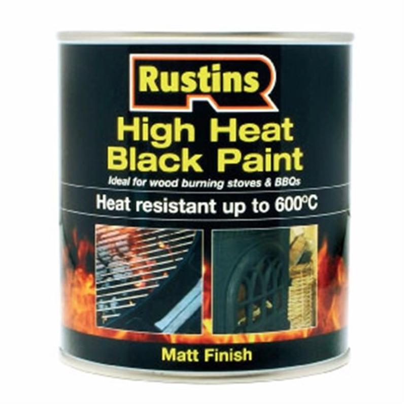 Rustins High Heat Matt Black Paint 500ml