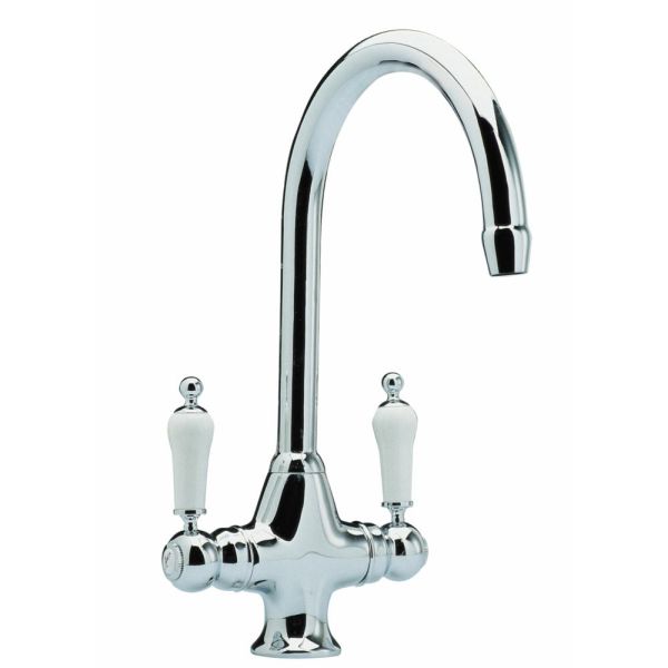 Cruciform Mono Sink Mixer Sb304 White Ceramic Handles