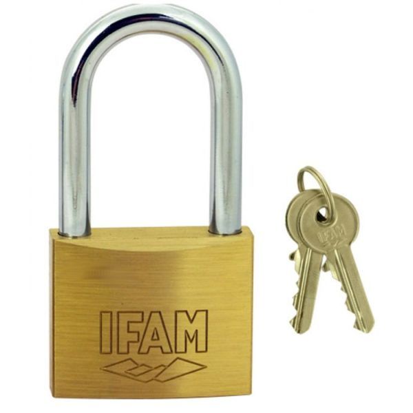 Ifam Keyed Alike Long Shackle Brass Padlock 50mm Key Code 57305