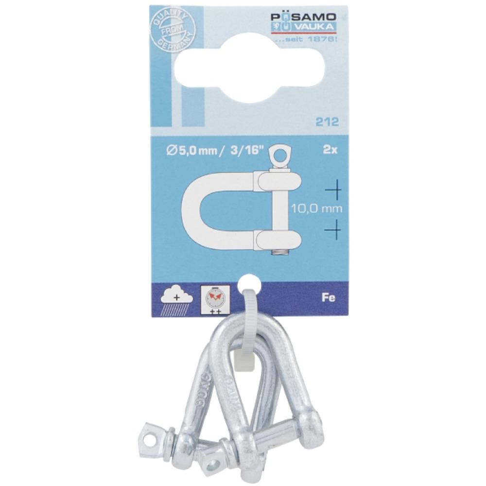 Posamo D Shackle 8mm Zinc Plated Pack2