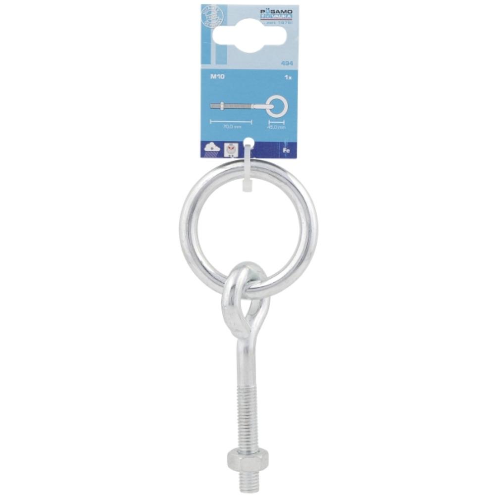 Posamo Eye Bolt 45X70mm M10 & Nut Zinc Plated