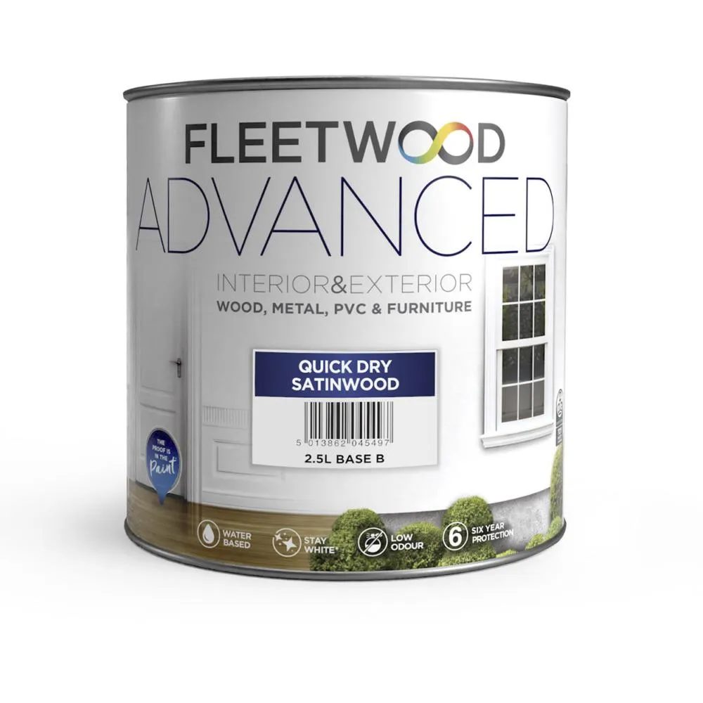 Fleetwood 1L Advanced Quick Dry Satinwoodwood Brilliant White