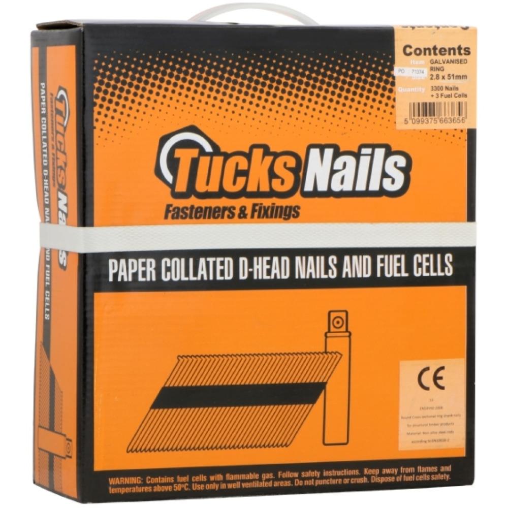 Tucks - 3.1X75mm Tucks Nail Fuel Packs Ring Galvanised 2200+2Pce