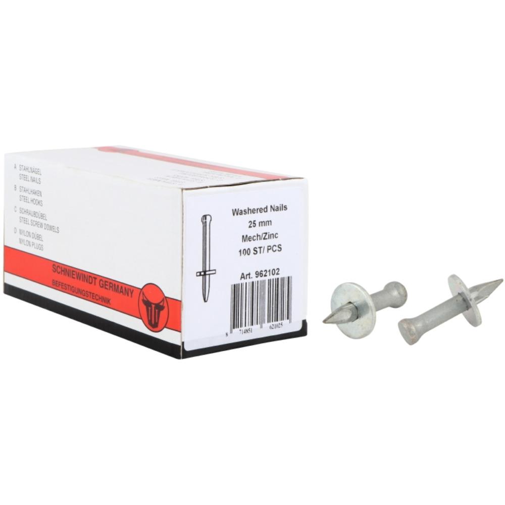 Dewit Washered Nails 100Pc - 3.7X25mm