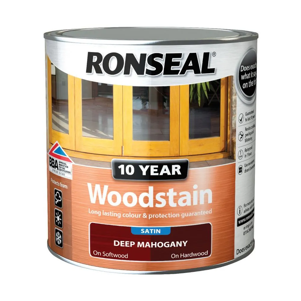 Ronseal 10 Year Woodstain Deep Mahogany Satin 750ml