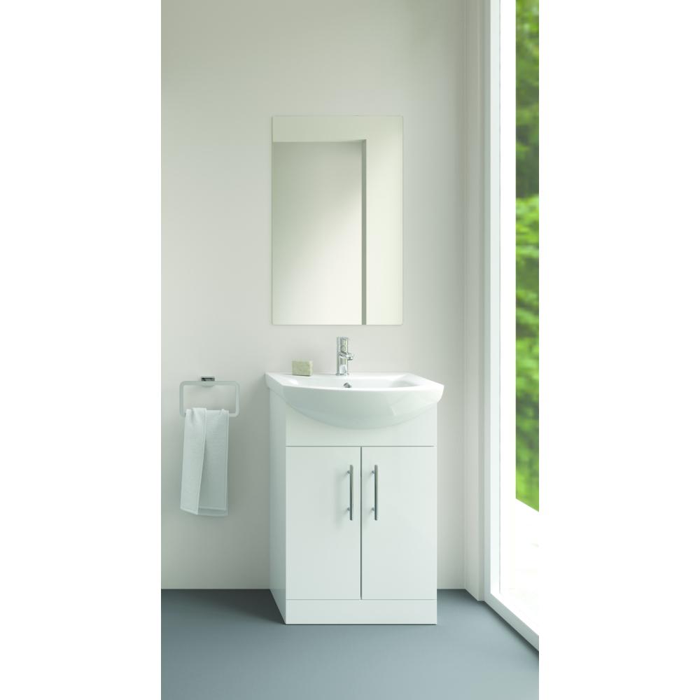 Floor Standing Vanity Unit & Wash Basin White - 55cm