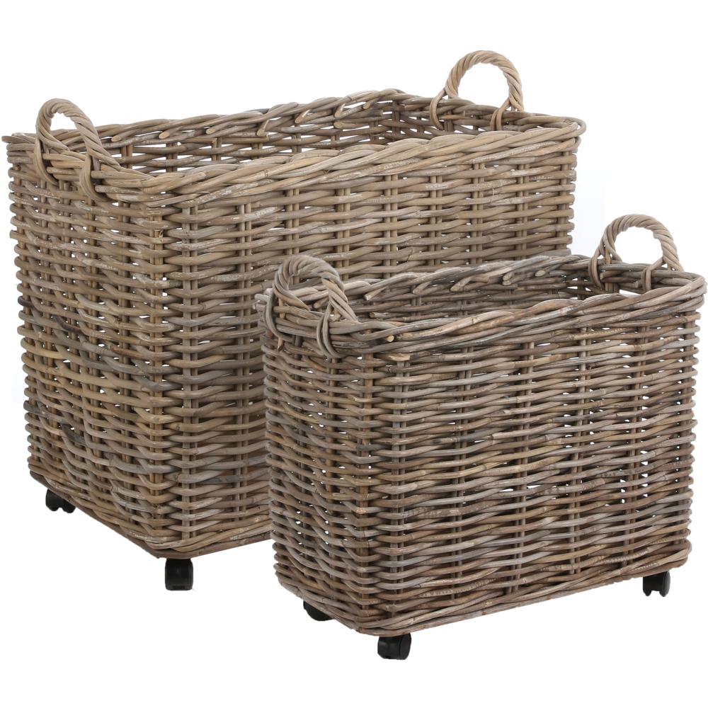 Marcia Set Of 2 Rectangular Baskets On Wheels