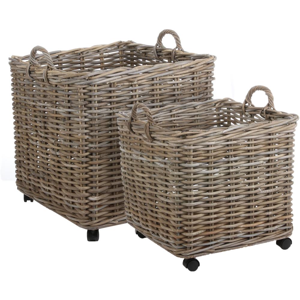 Marcia Set Of 2 Square Baskets On Wheels