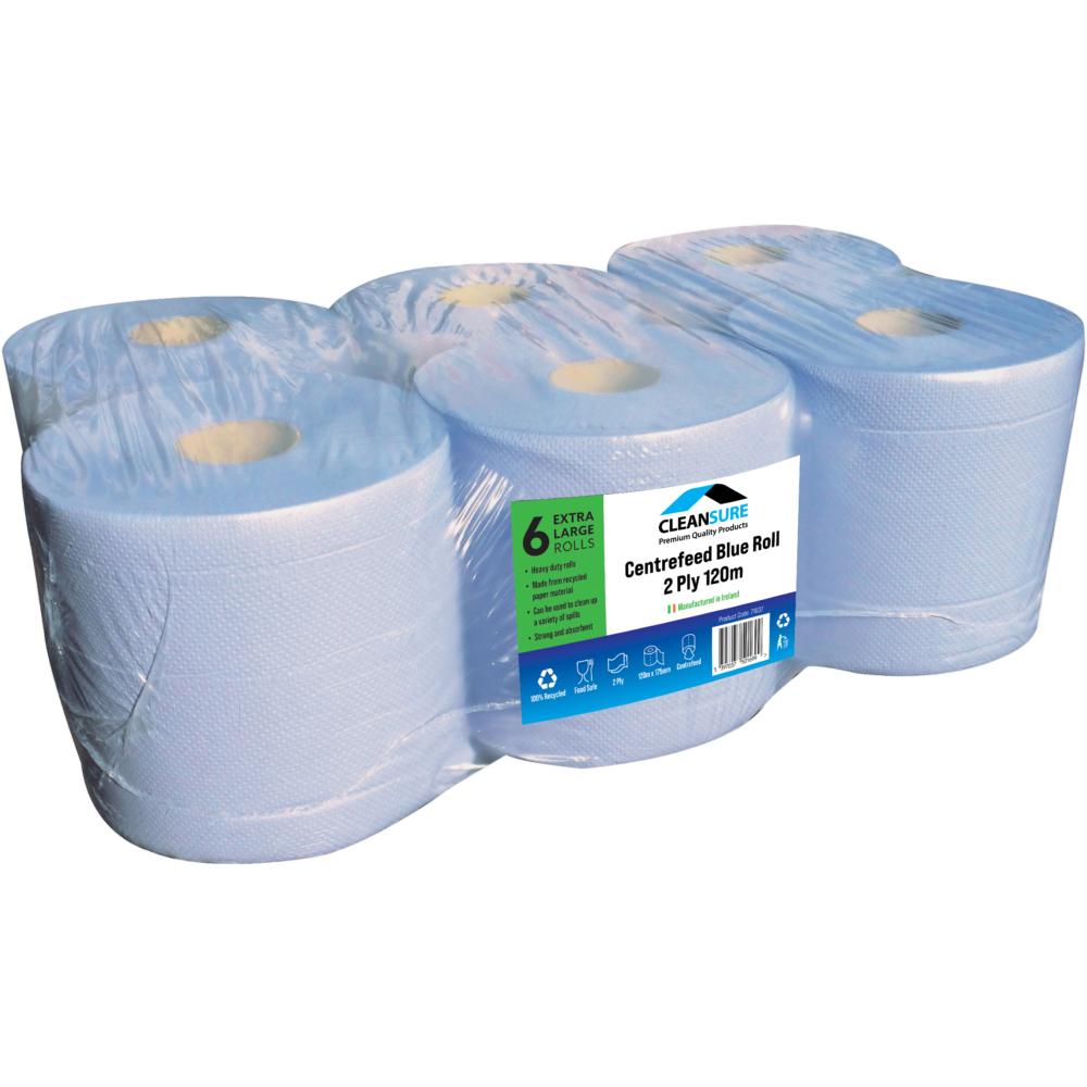 Centre Feed Blue Roll 2-Ply 120M - 6Pk