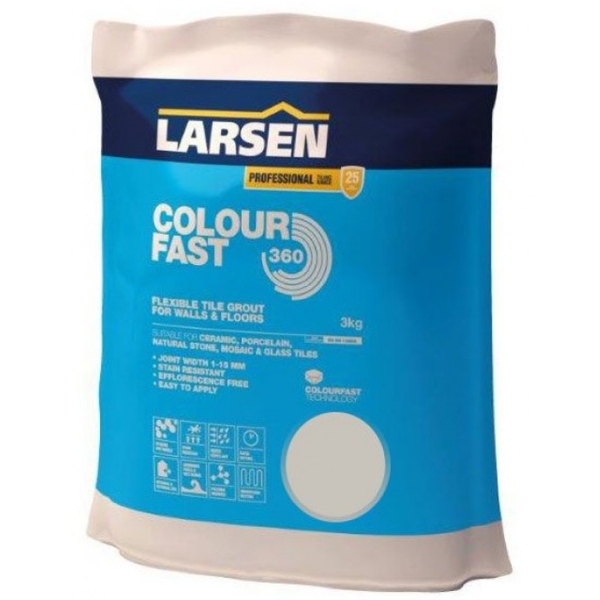 Larsen Colourfast 360 Tile Grout Silver Grey 3kg