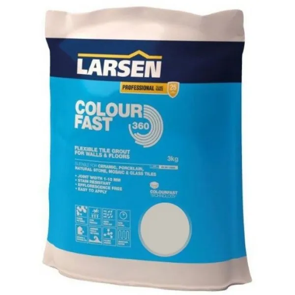 Larsen Colourfast 360 Tile Grout Silver Grey 3kg