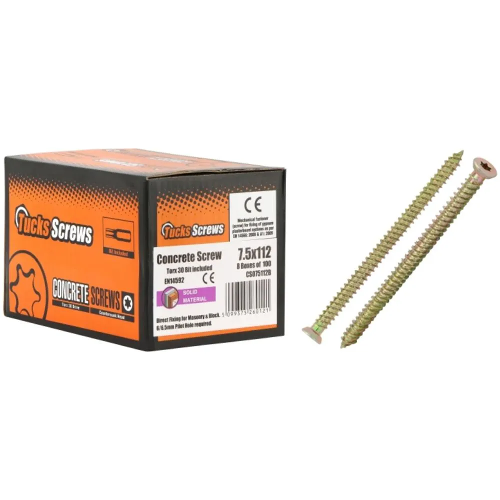 Tucks 7.5X82mm Concrete Screw 100Pc 6mm Pilot