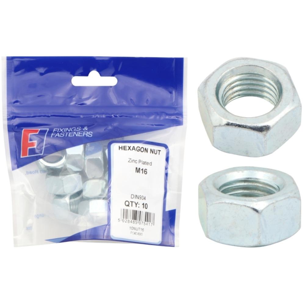 Forgefix Prepack Hexagon Nut Bright Zinc Plated M10 (Bag50)