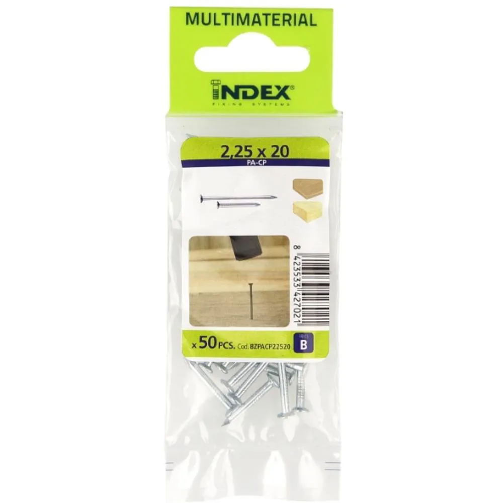 Index Prepack Steel Nails 2.25X20 Pack50