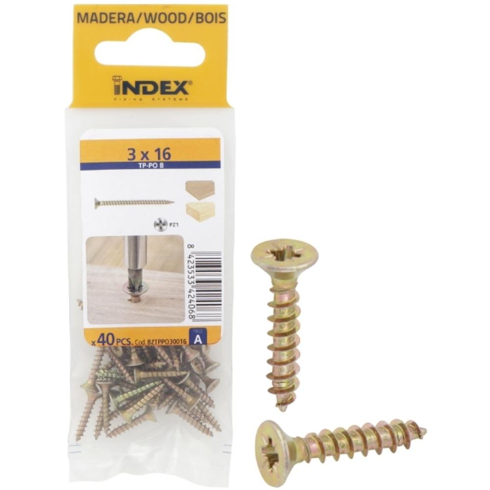 Index Prepack Chipboard Screw Pozi Yellow 3.5X20 Pack40