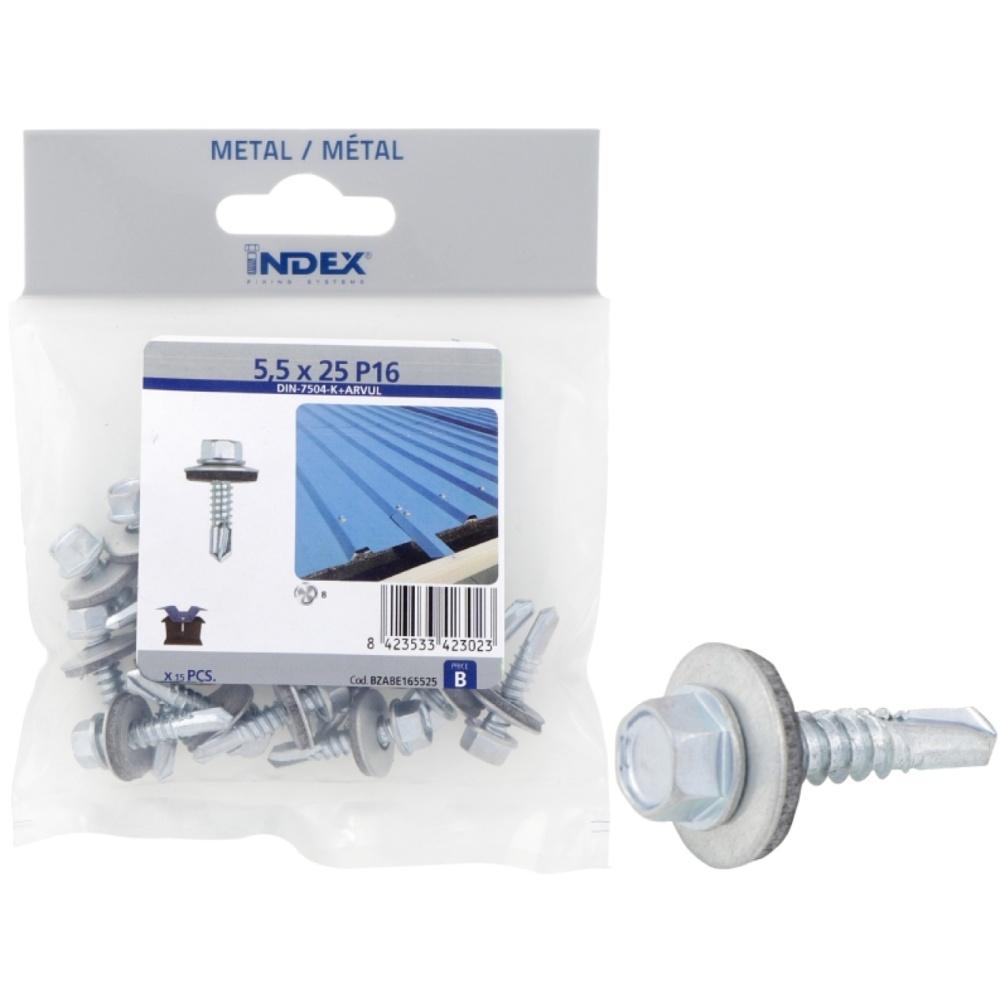 Index Prepack Hex Tek Screw Light 6.3X25 W16 Pack10