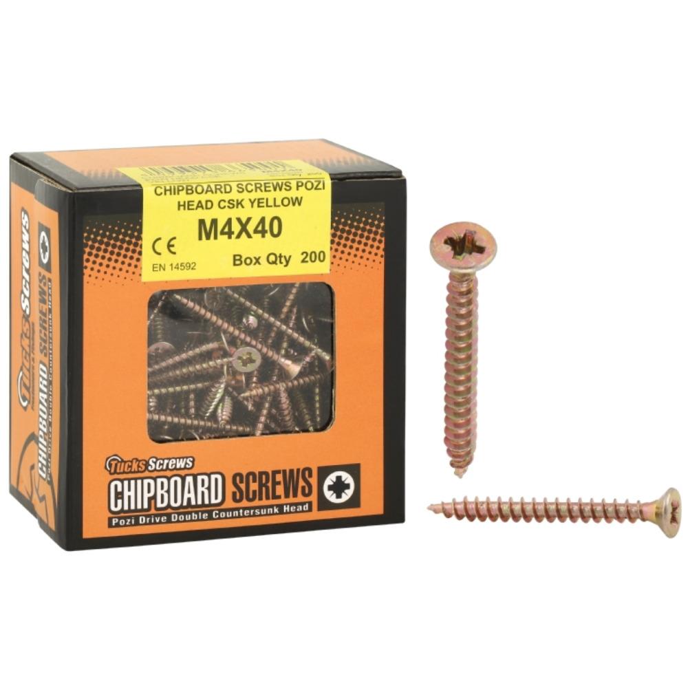 Tucks - Yellow Pozi Chipboard Screw Part Thread 100Pce M6X150mm