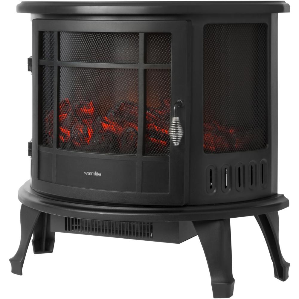 Warmlite Bath Log Effect Stove Fire Black - 1.8Kw